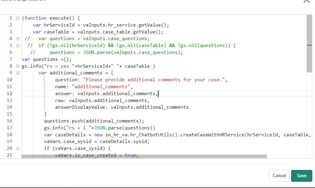 case_question input variable in Create HR Case top... - ServiceNow ...