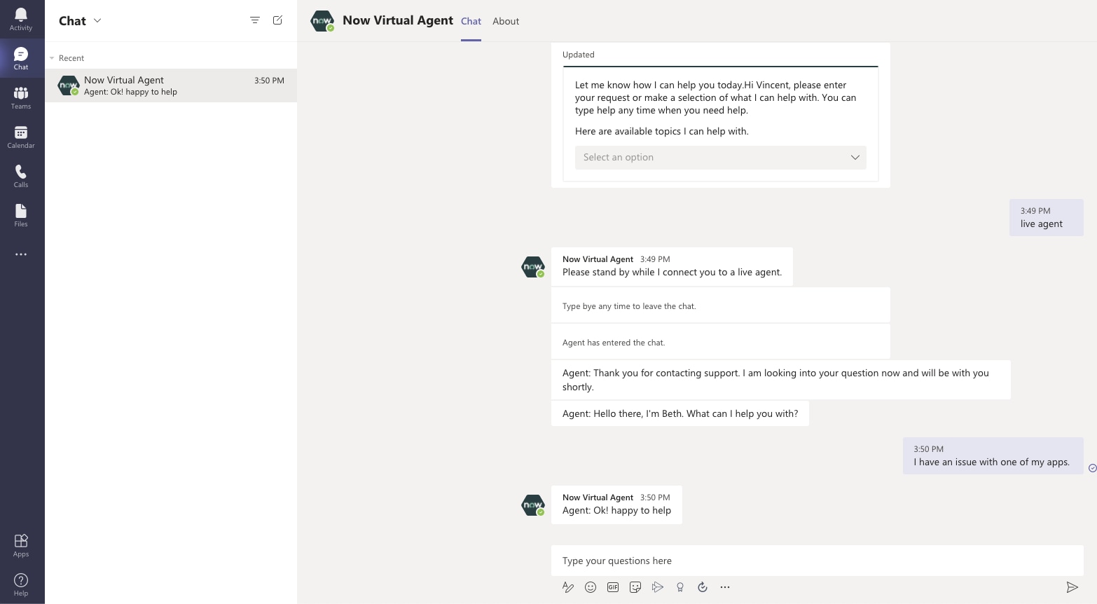 Conversational integration with Microsoft Teams - ... - ServiceNow ...