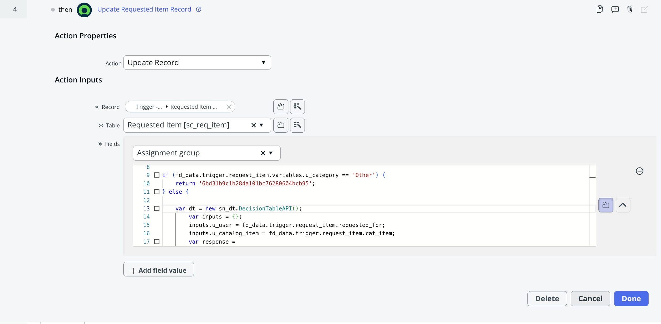 Decision Table returning null (result_elements mis... - ServiceNow ...