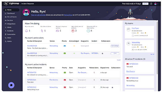 Lightstep Incident Response dashboard