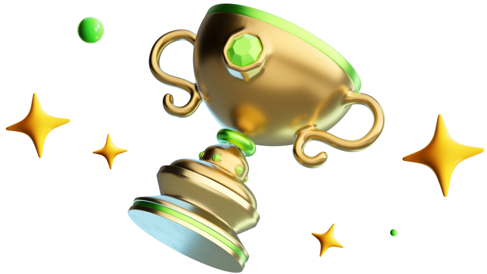 Un trophée doré entouré d’étoiles illustre la réussite et la reconnaissance obtenues grâce à la certification ServiceNow.