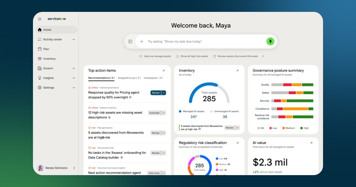 ServiceNow AI Control Tower website preview