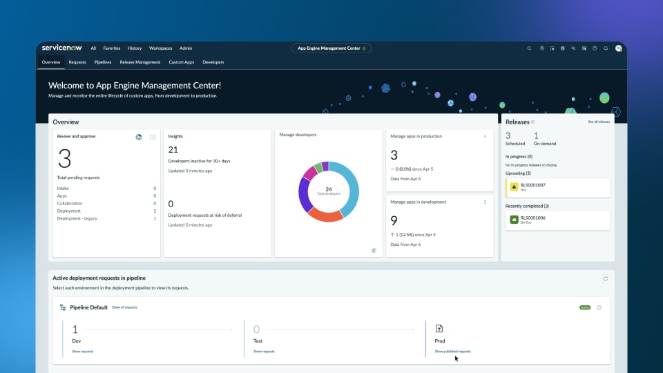 Screenshot of the ServiceNow Studio home screen personalised for the user.