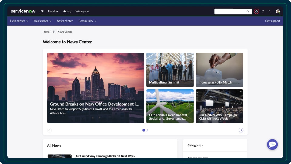Employee Center – ServiceNow