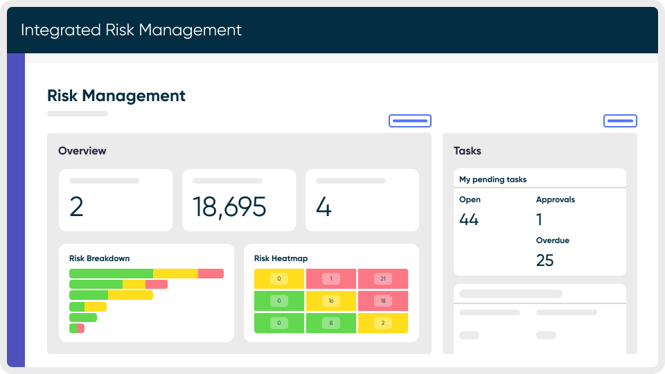 Screenshot of risk management portal’s agent welcome screen.