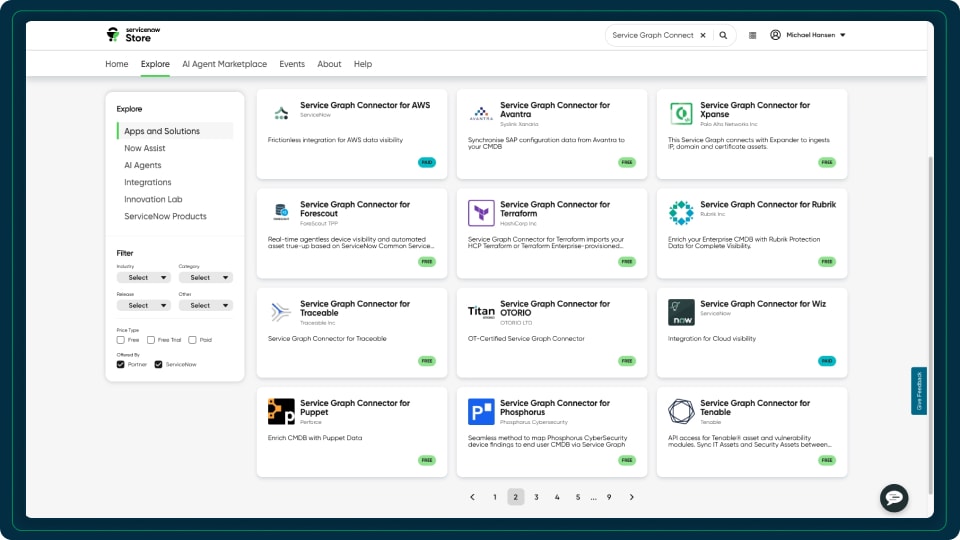Viewing dozens of available certified integrations