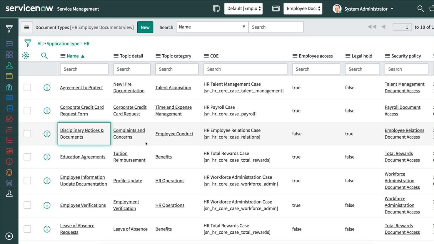 Employee Document Management ServiceNow
