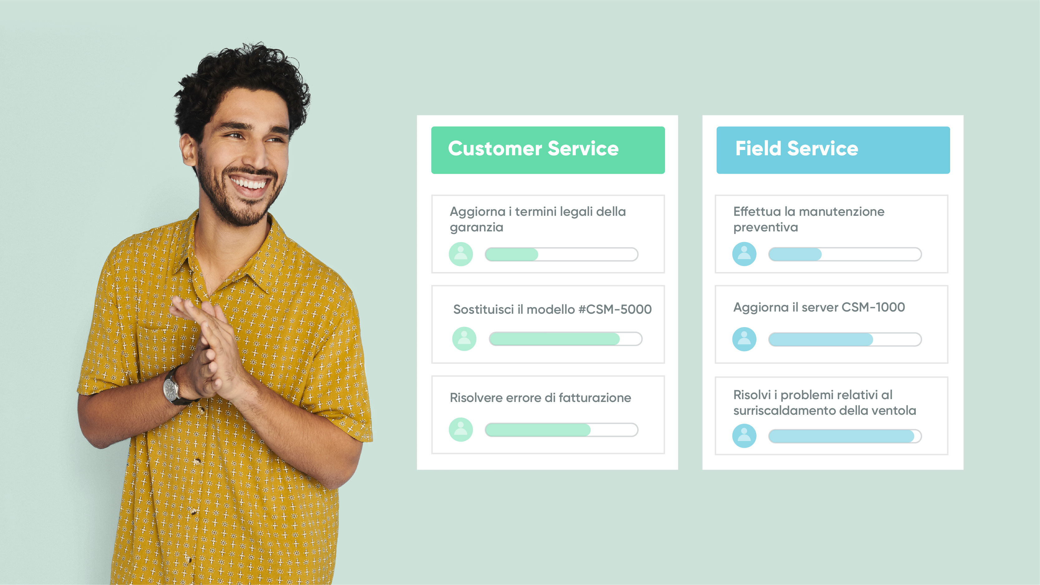 A customer service representative comples a request while working from home.