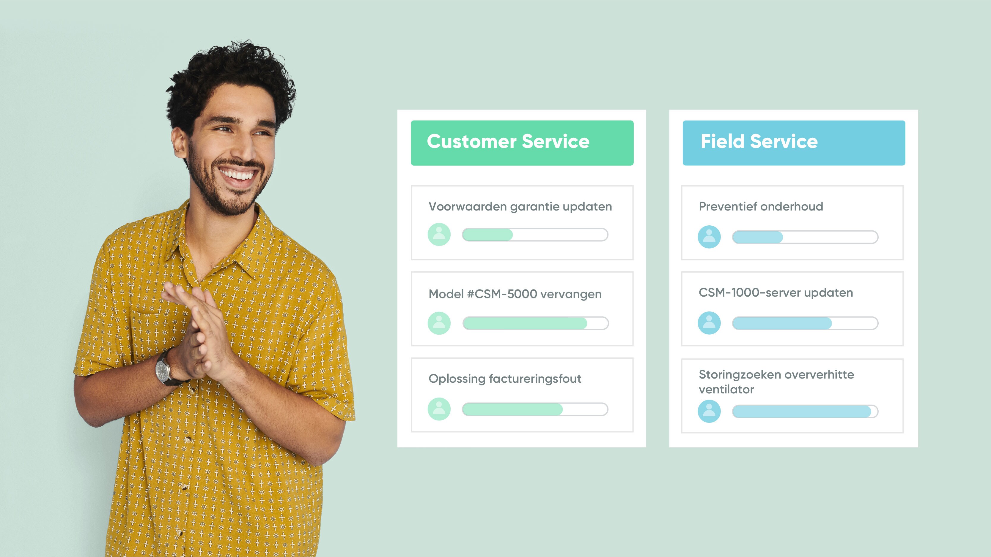 A customer service representative comples a request while working from home.