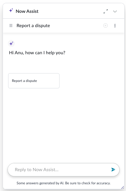 In the topics list, select Report a dispute.