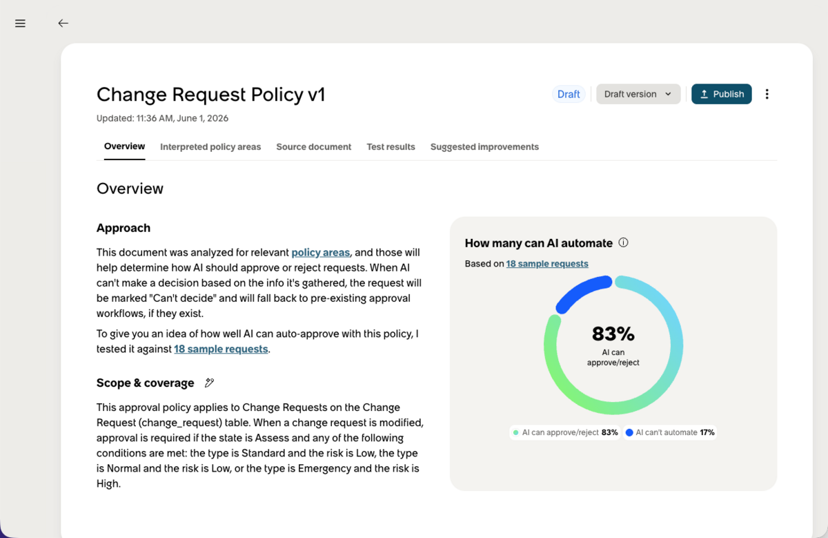 Sample updated intelligent approval
