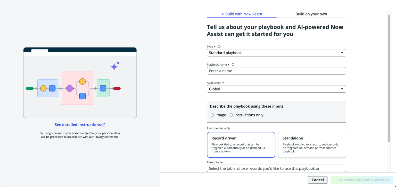 Build a new playbook with Now Assist.