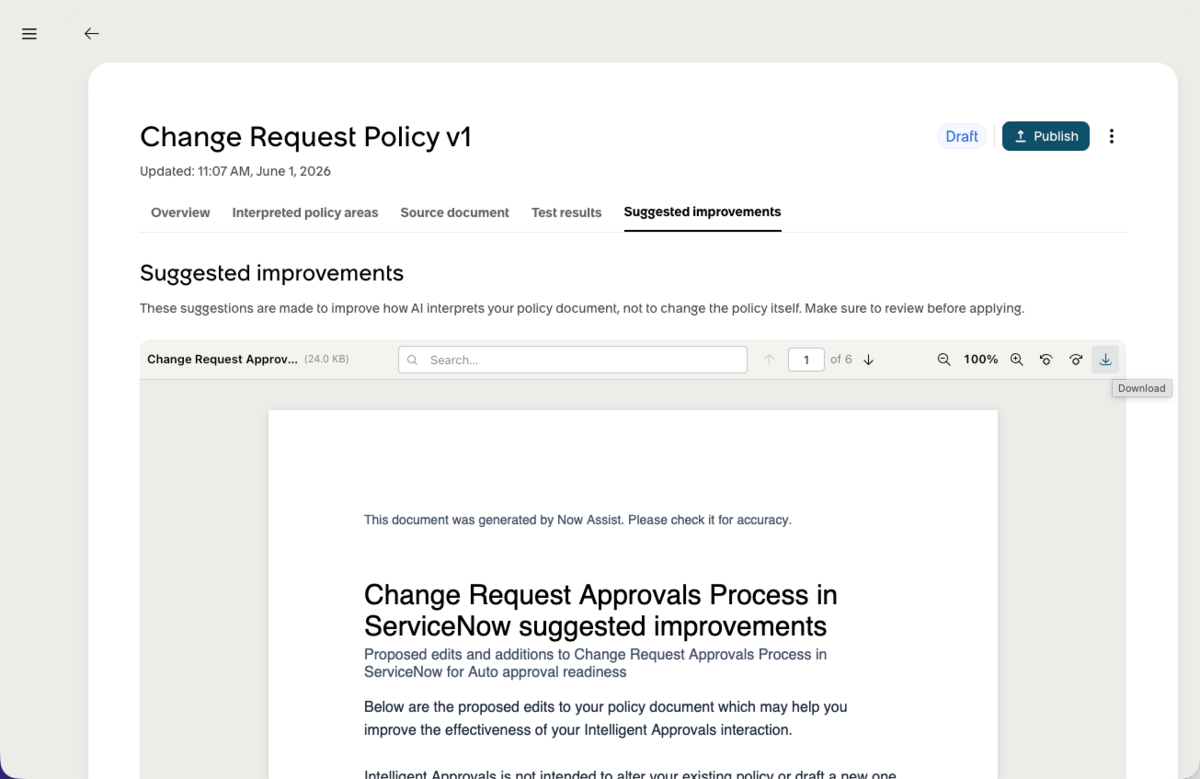 Option to download suggested improvements document