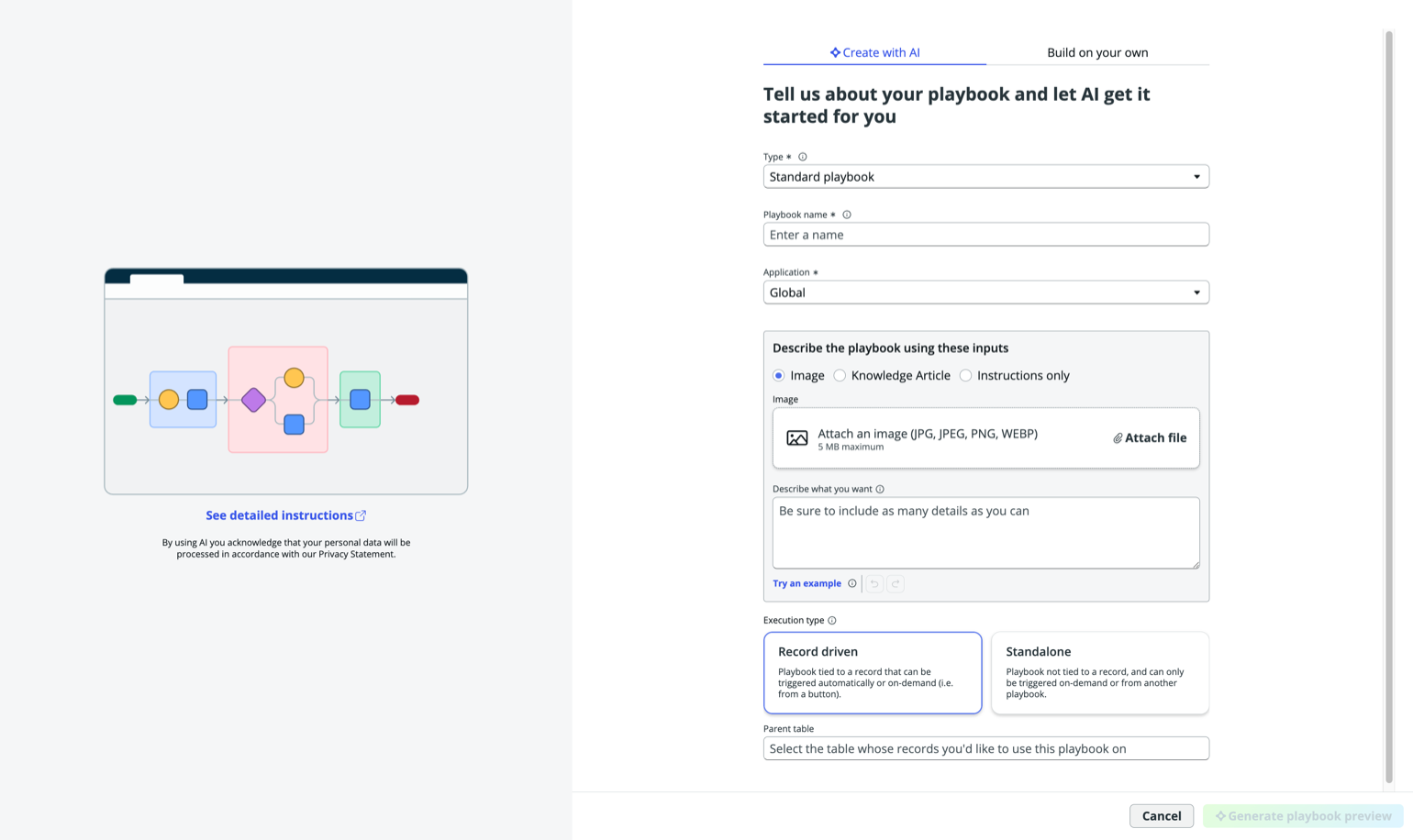 Build a new playbook using AI.