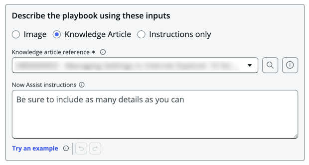 Knowledge article selection list.