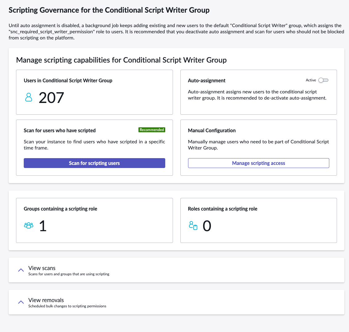 Dashboard für Skripting-Governance-Tool