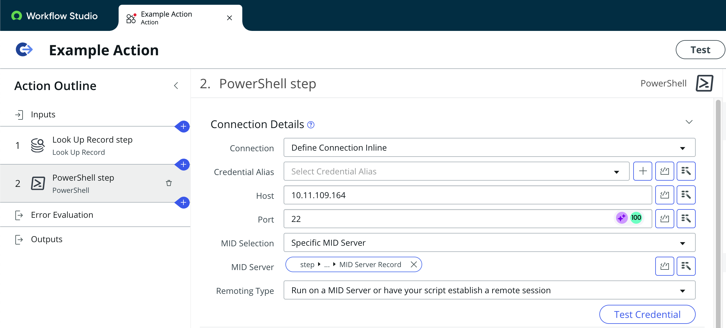 PowerShell-Schrittkonfiguration