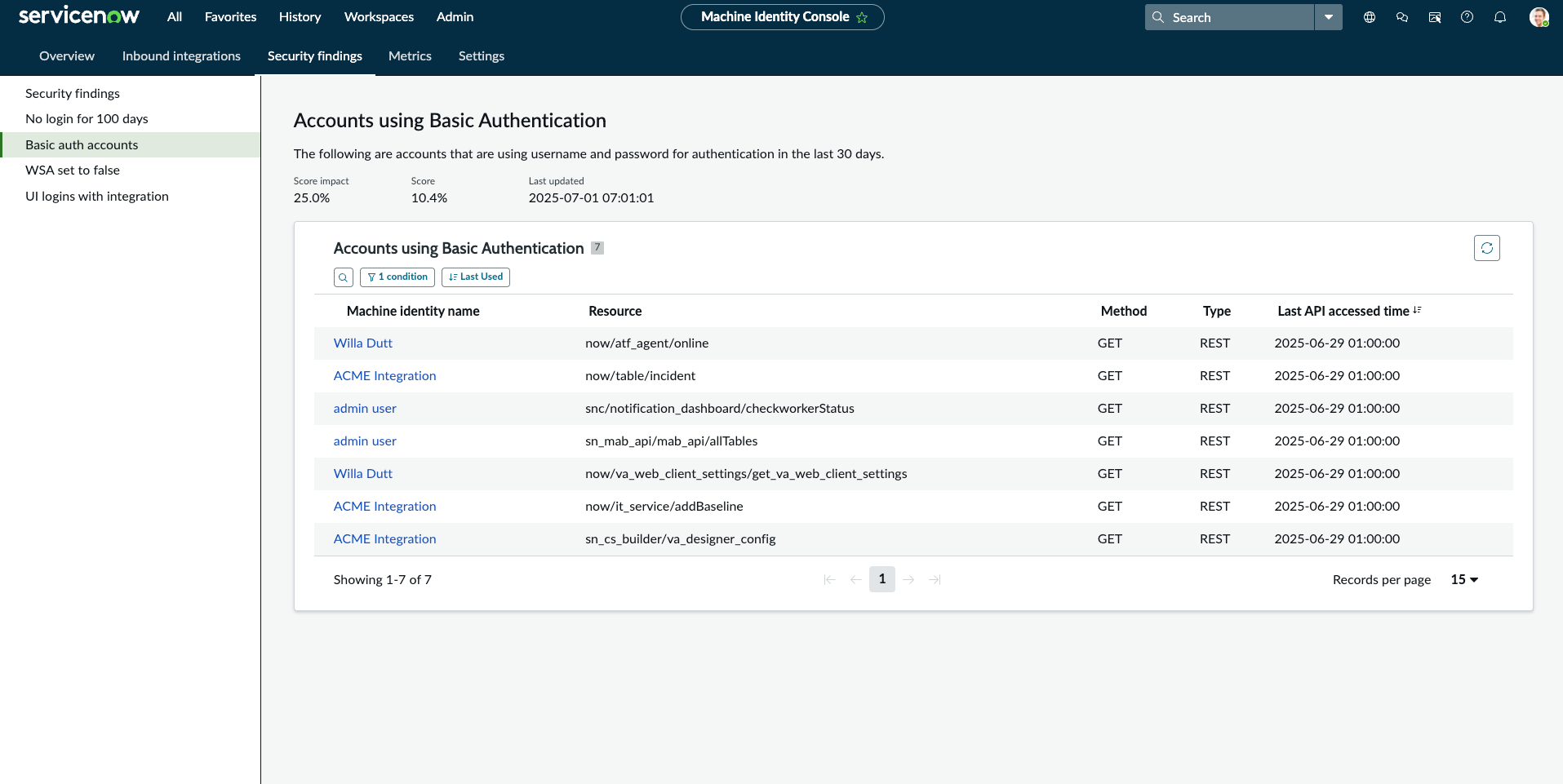 Accounts mit Standardauthentifizierung