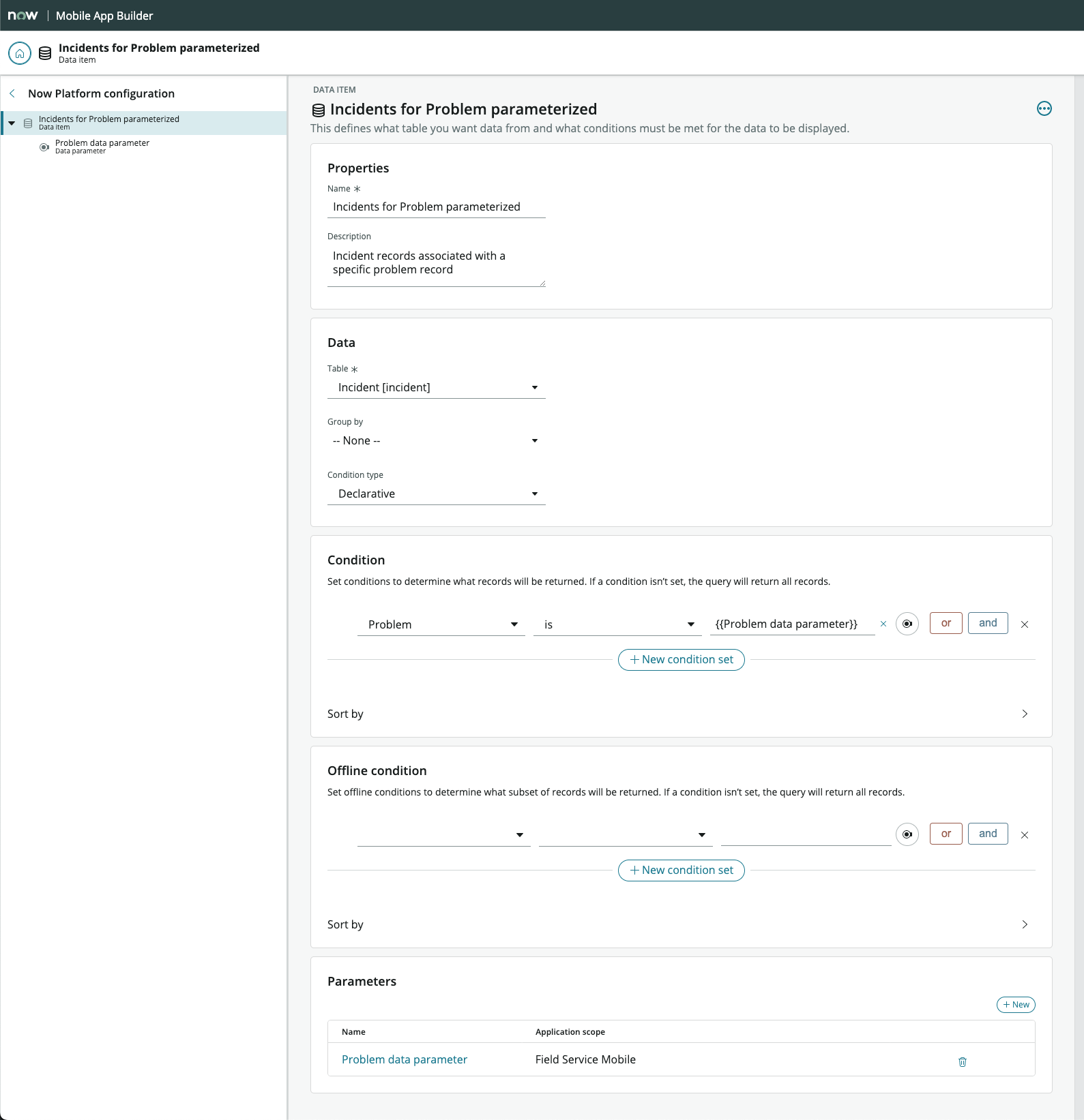 Completed parametrized data item