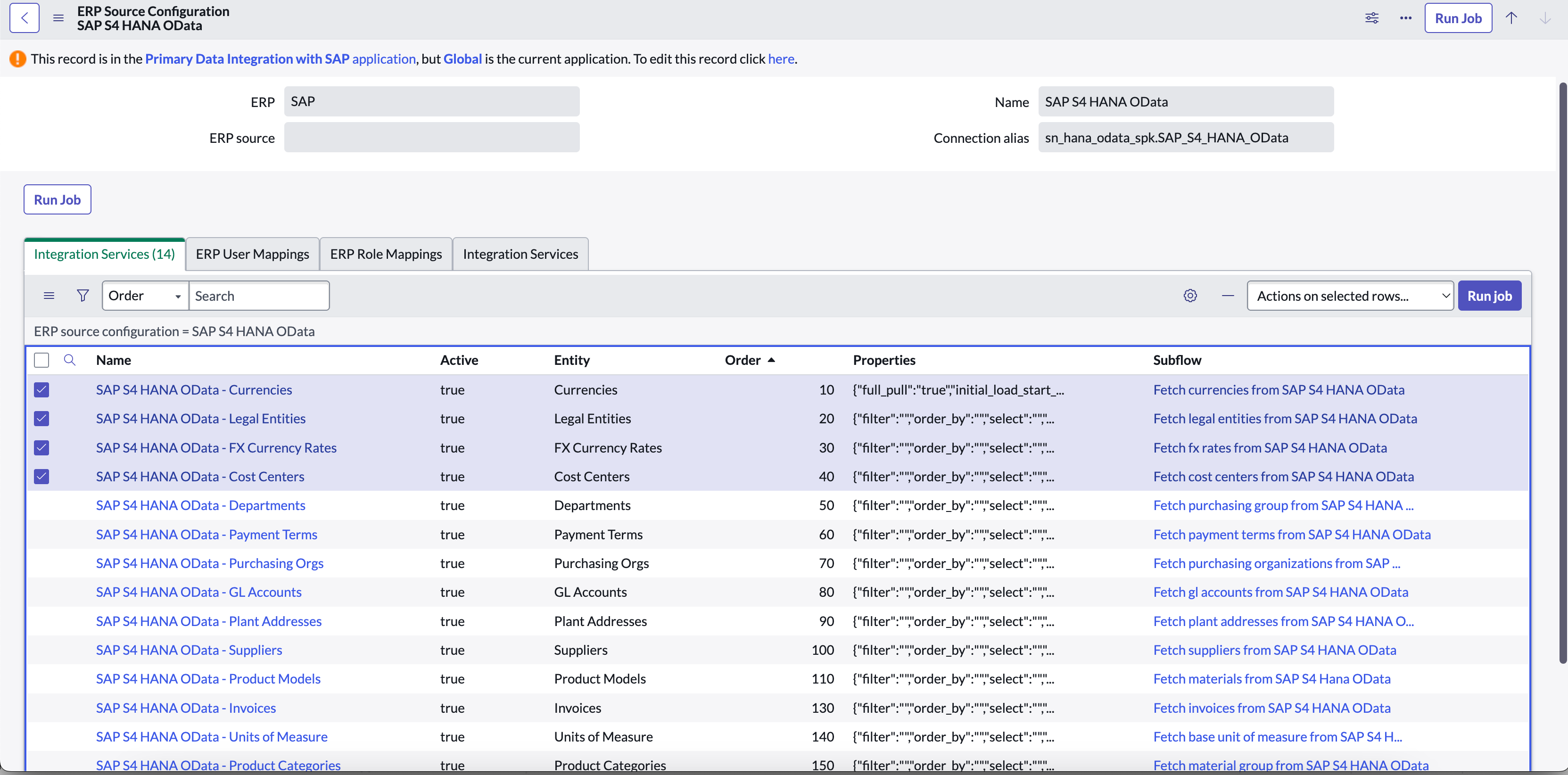 Déclencher manuellement des flux ou des flux secondaires dans SAP ECC et SAP S4 HANA (entrant)
