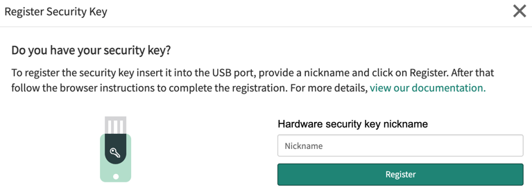 Hardware key nickname screen