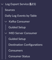 The LES menu options.