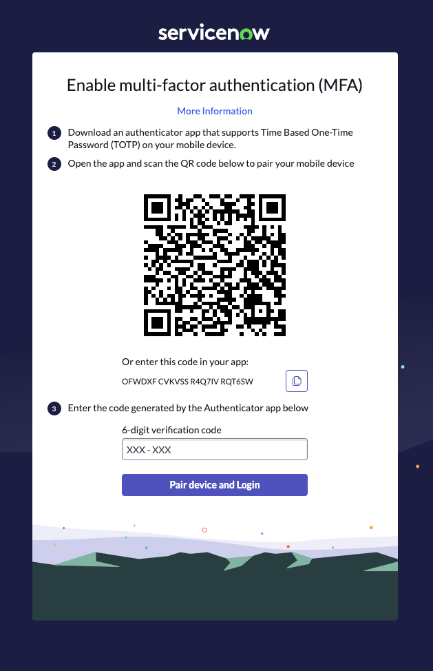 Multi-factor authentication setup