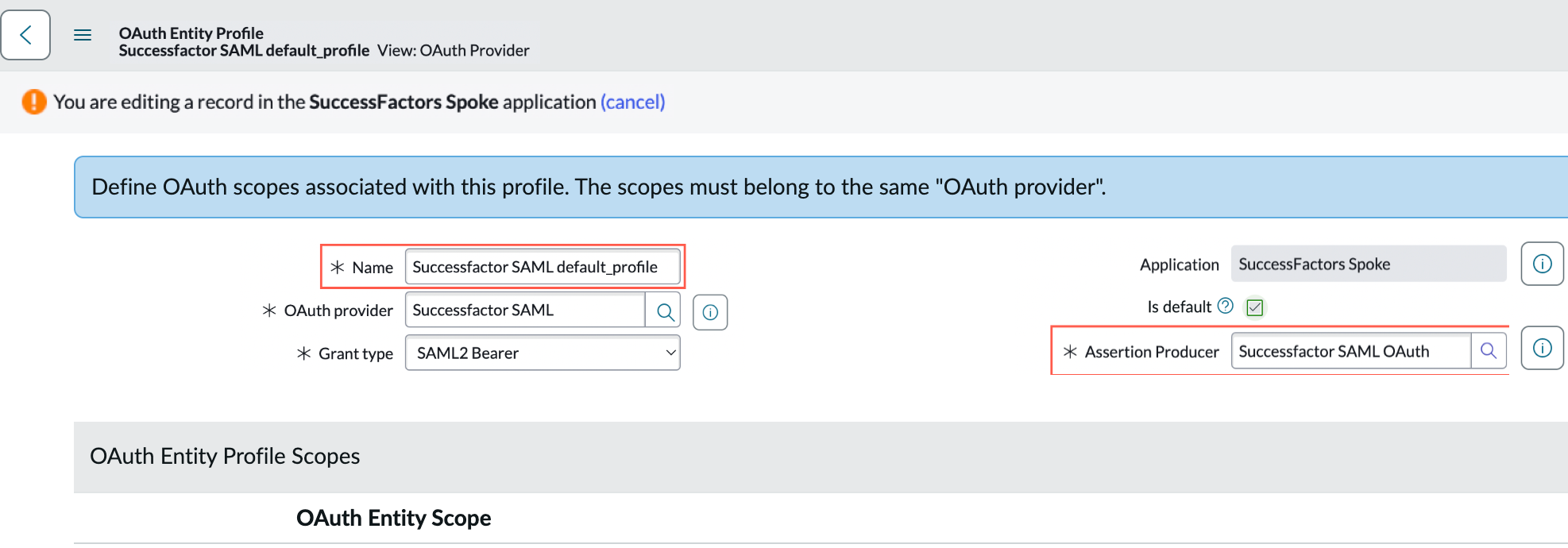 Defining OAuth scoped for this profile