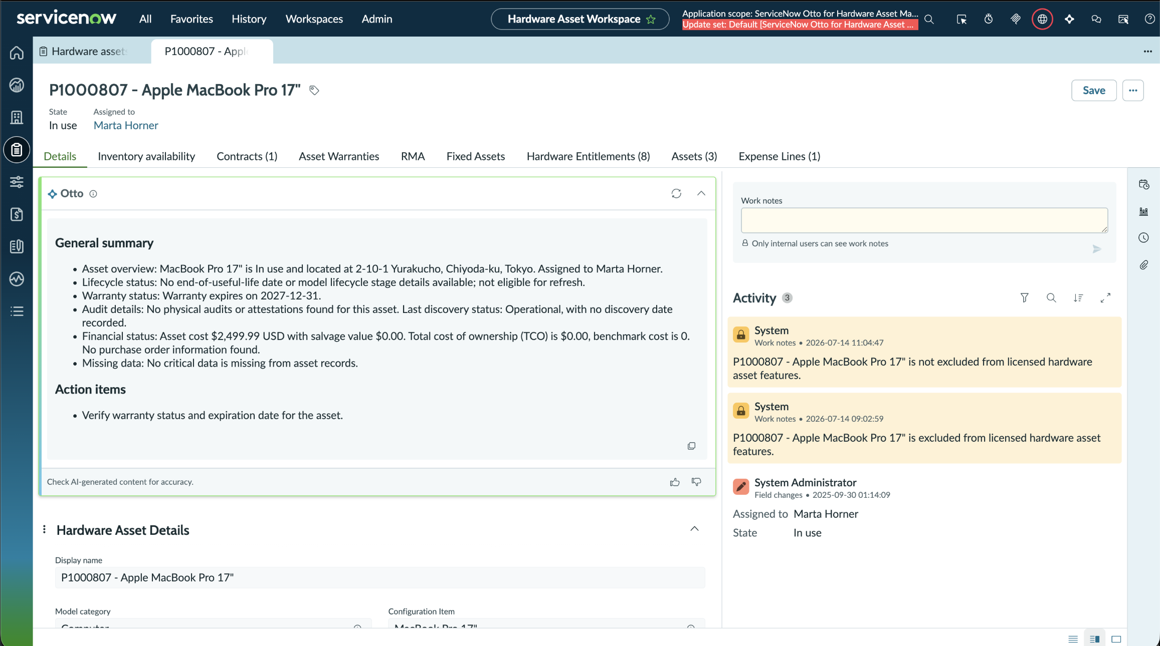Generate hardware asset insights