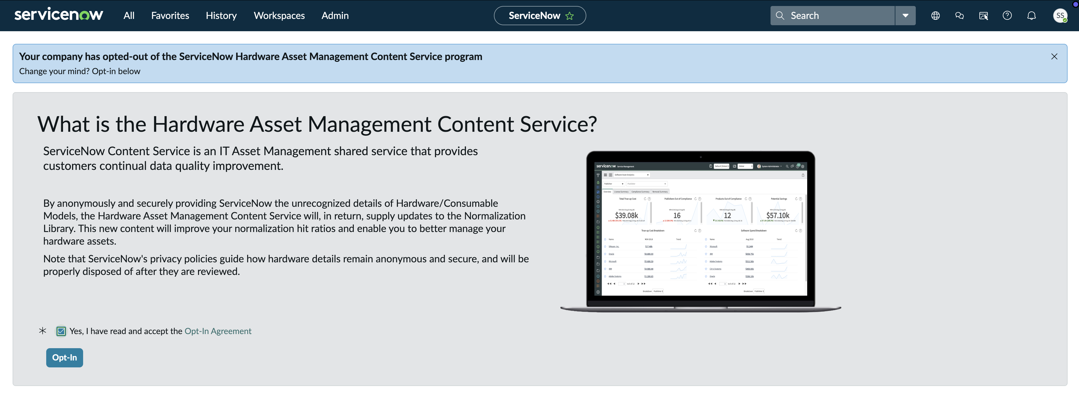 Hardware Asset Management Content Service agreement