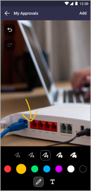 Bouton et panneau d’annotation d’image pour les appareils Android.