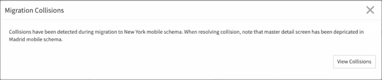 Invite de collision de migration mobile.
