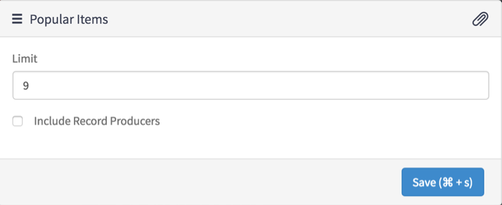 Optionen der Widget-Instanz „Beliebte Elemente“ mit