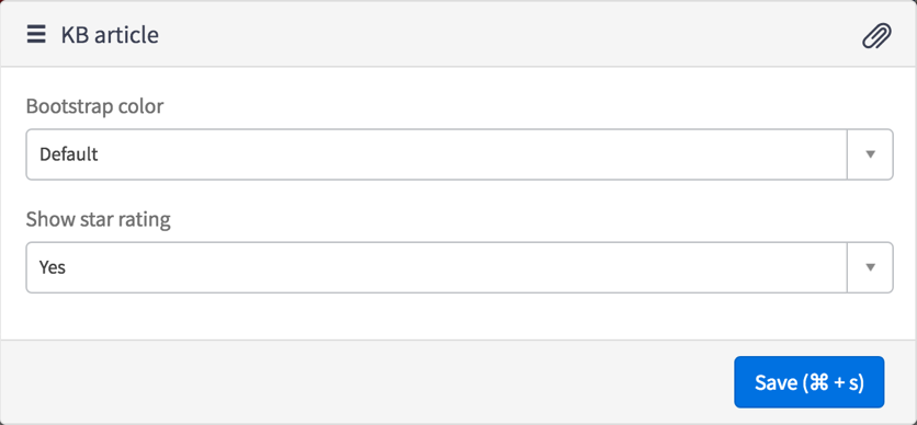 Widget der KB-Artikelseite mit zwei Instanzoptionen für Bootstrap-Farbe und -Bewertungen