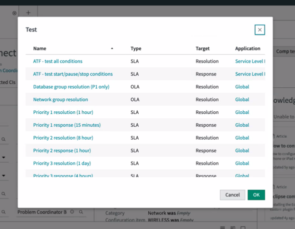 Liste im Modal