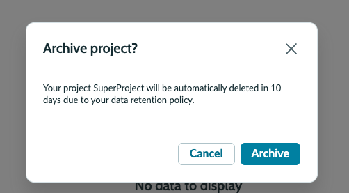 Screenshot showing the Archive confirmation panel.
