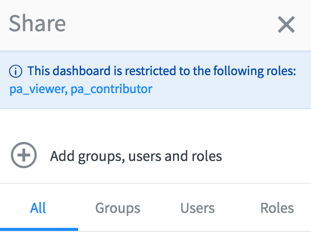 Restricted roles message in the Sharing panel
