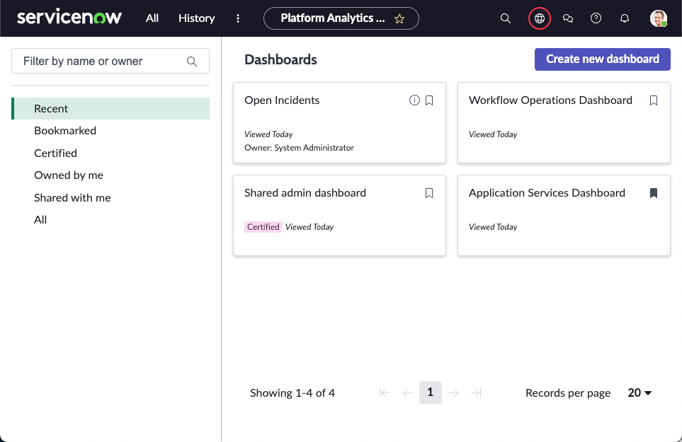 Platform Analytics Dashboards library page