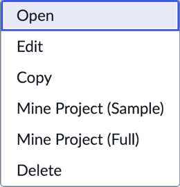 Project card menu