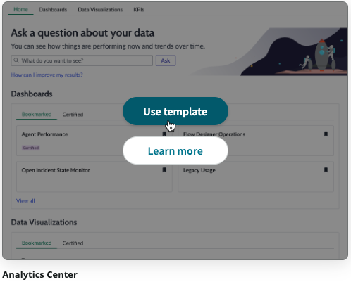 The Analytics Center template selected.