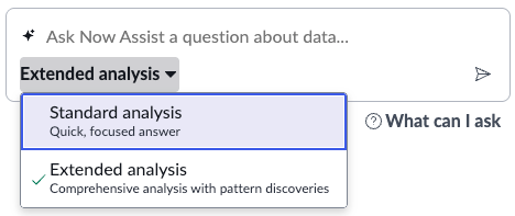 Selecting extended or standard analysis.