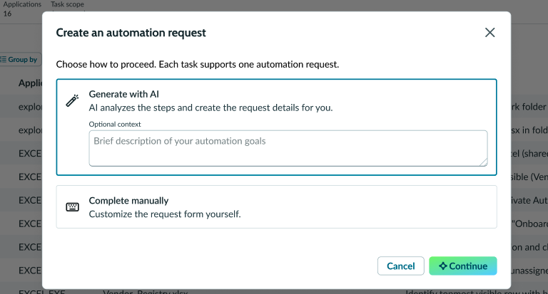 Screenshot showing the UI option to generate details with AI.