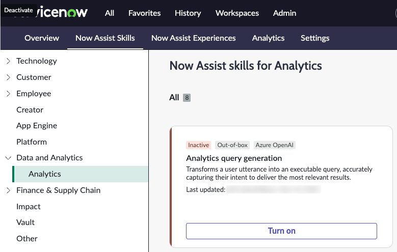 Analytics query generation skill tile.
