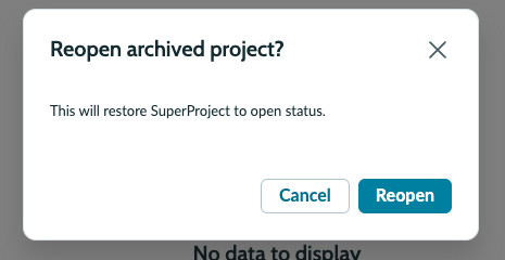 Screenshot showing the Reopen confirmation panel.