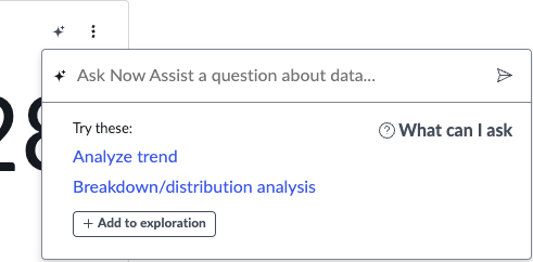 Explore options dialog from data visualization.