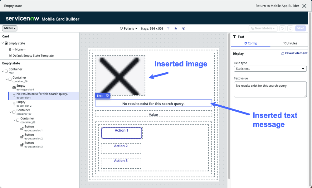 Mobile Card Builder empty state template