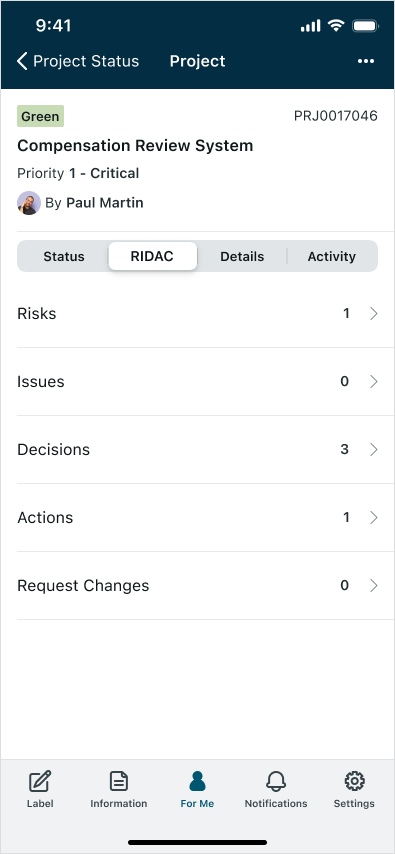 Related list segment on a form screen.