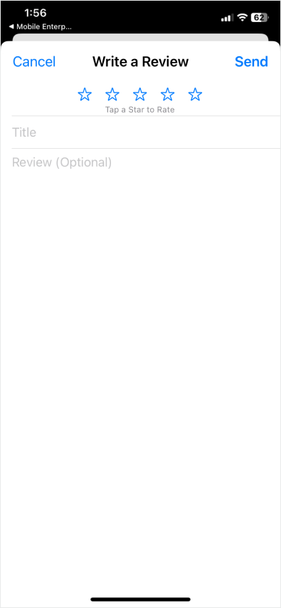 Review page in the mobile store.
