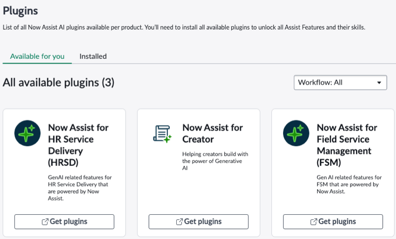 Verfügbare Plugins werden auf der Seite „Einstellungen“ angezeigt.