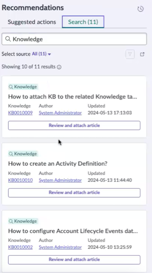 AI 検索を使用した推奨アクション